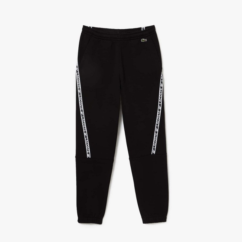 Men's Lacoste Printed Bands Sweatpants Black | PZS371962