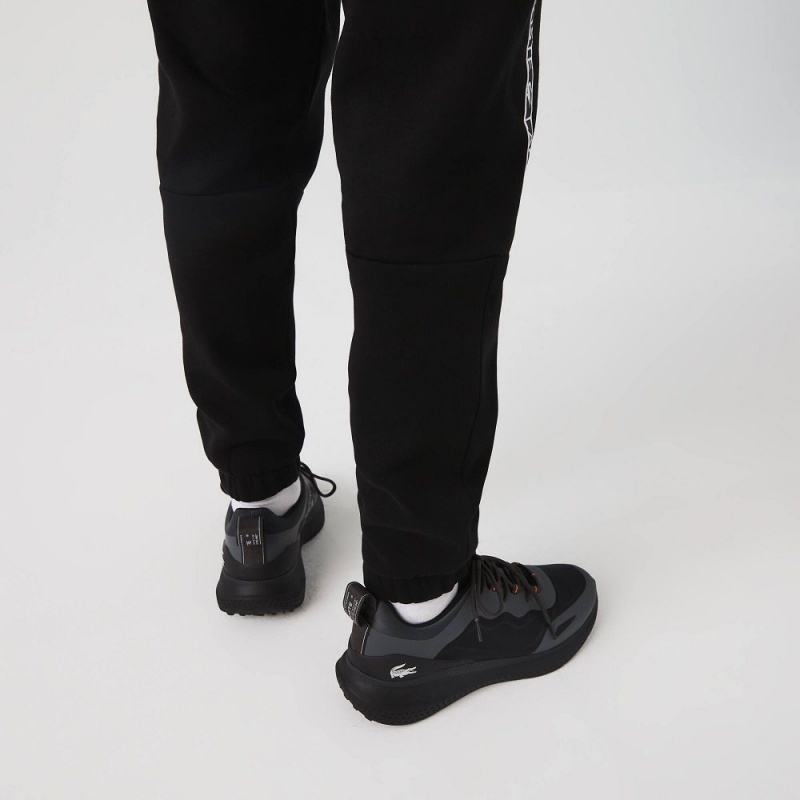 Men's Lacoste Printed Bands Sweatpants Black | PZS371962