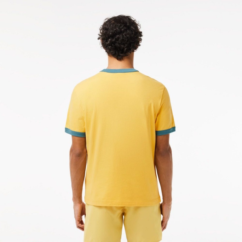 Men's Lacoste Printed Contrast Accent T-Shirt Yellow Blue | ZTO917825