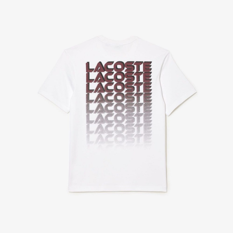 Men's Lacoste Printed Heavy Cotton Jersey T-Shirt White | LDJ014982