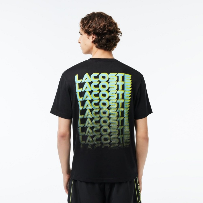 Men's Lacoste Printed Heavy Cotton Jersey T-Shirt Black | NWV836147