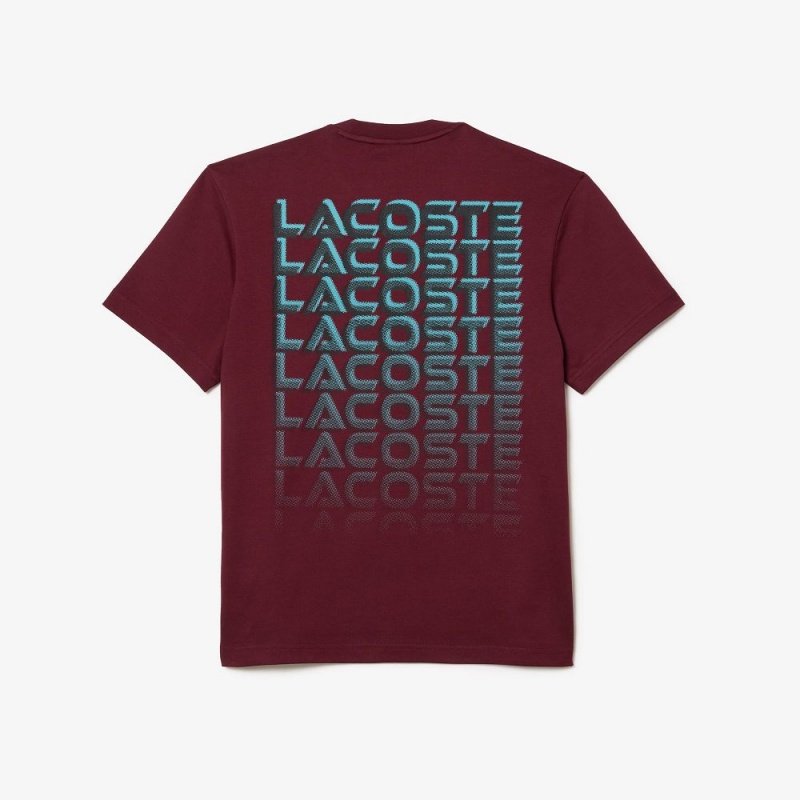 Men's Lacoste Printed Heavy Cotton Jersey T-Shirt Bordeaux | CAD689374