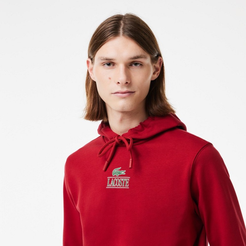 Men's Lacoste Printed Hoodie Bordeaux | MZV513984