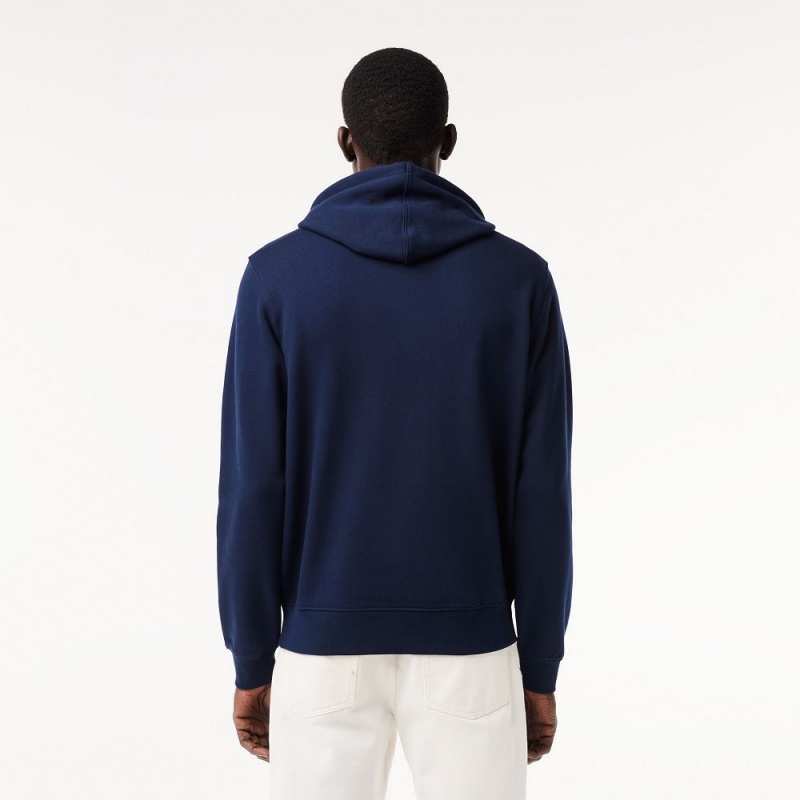 Men's Lacoste Printed Hoodie Navy Blue | PKR042516