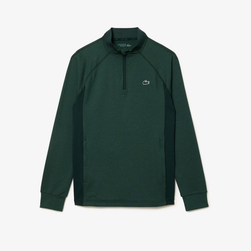 Men's Lacoste Quarter-Zip Golf Sweatshirt Dark Green Green | NGJ507964