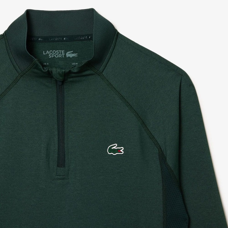 Men's Lacoste Quarter-Zip Golf Sweatshirt Dark Green Green | NGJ507964