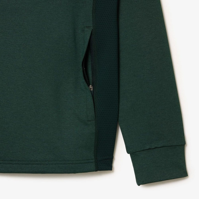 Men's Lacoste Quarter-Zip Golf Sweatshirt Dark Green Green | NGJ507964