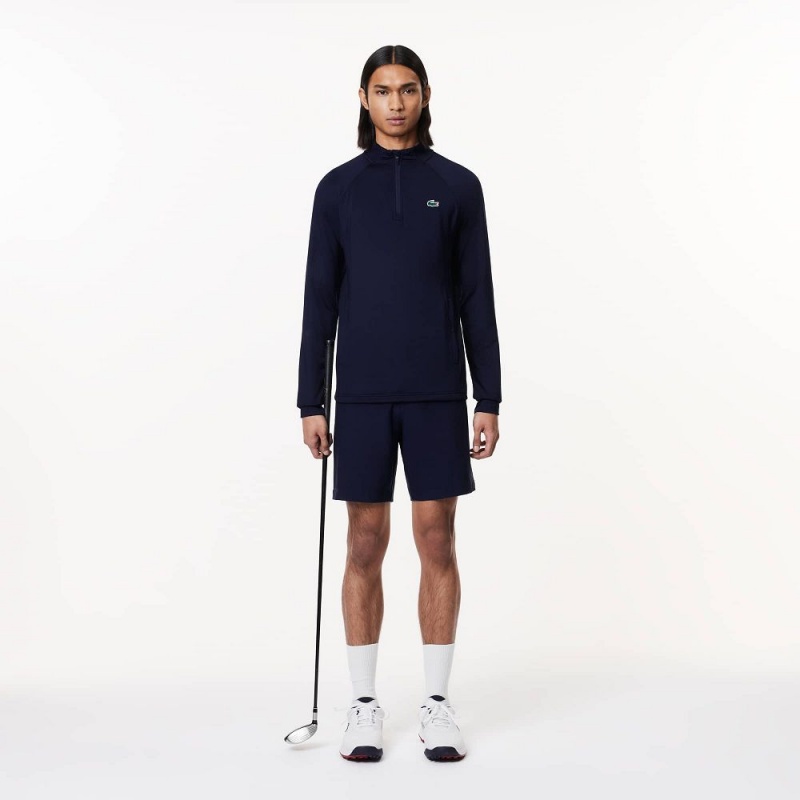 Men's Lacoste Quarter-Zip Golf Sweatshirt Navy Blue | BGL321059