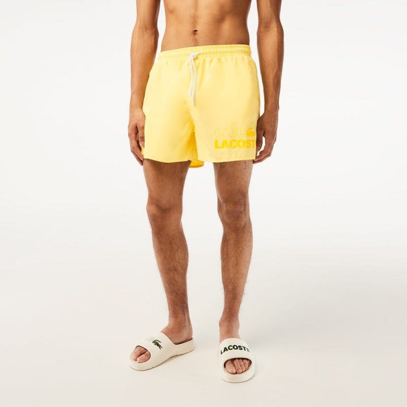 Men's Lacoste Quick-Dry Lined Swim Trunks Pastel yellow | MTC270483