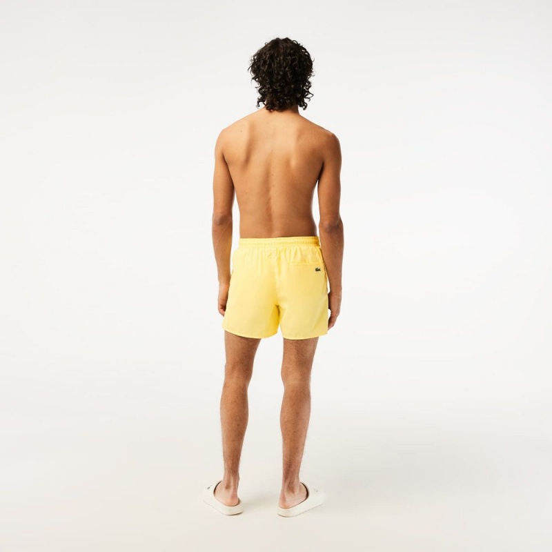 Men's Lacoste Quick-Dry Lined Swim Trunks Pastel yellow | MTC270483