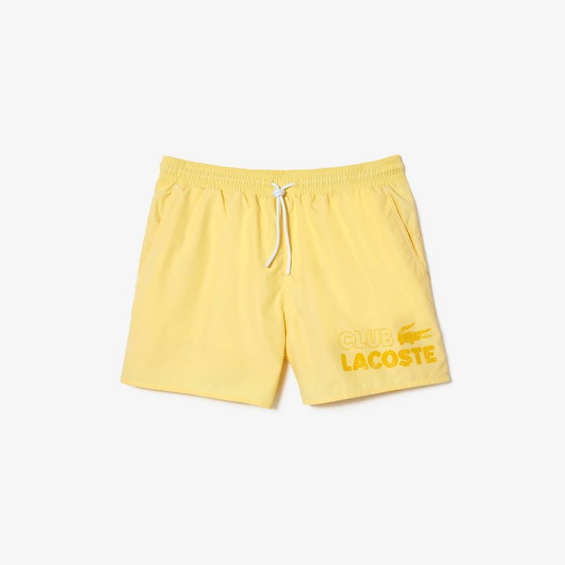 Men's Lacoste Quick-Dry Lined Swim Trunks Pastel yellow | MTC270483