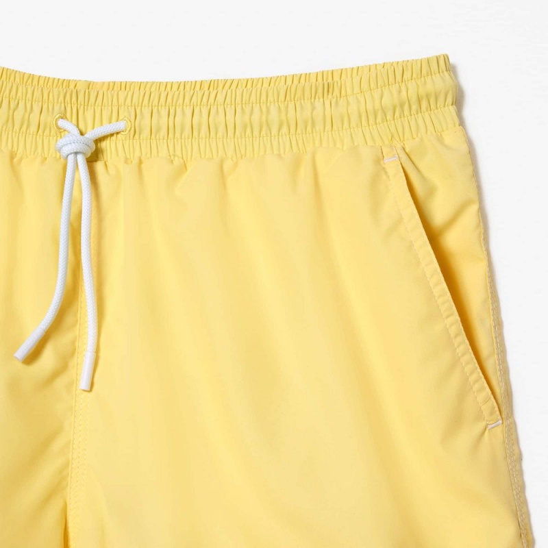 Men's Lacoste Quick-Dry Lined Swim Trunks Pastel yellow | MTC270483