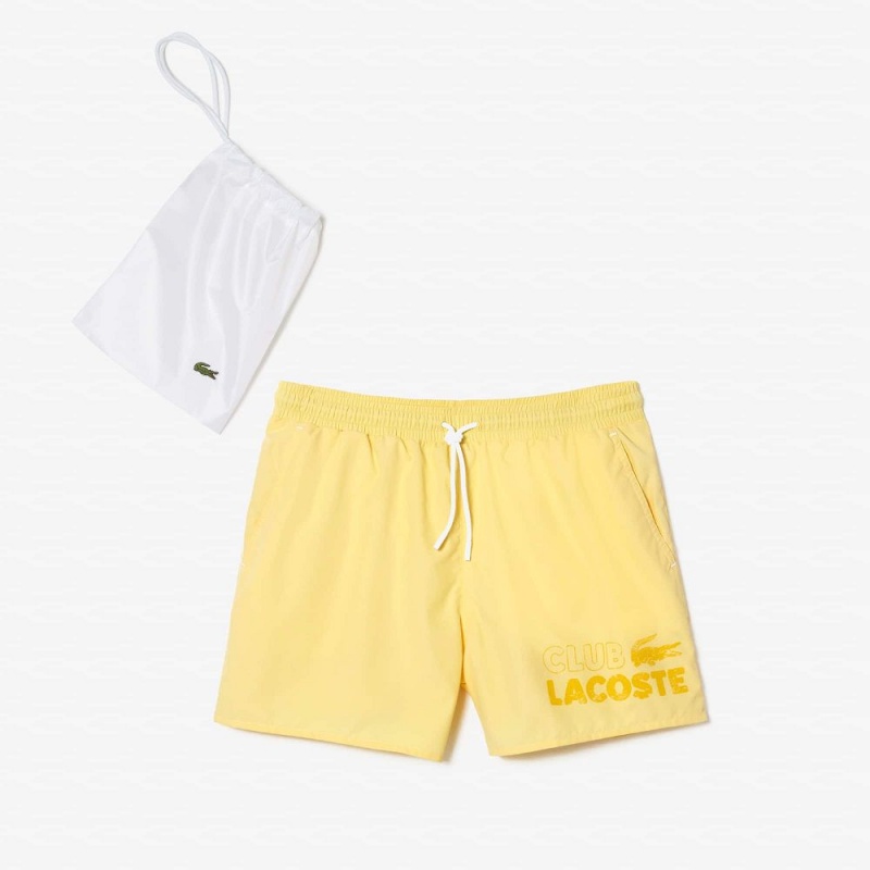 Men's Lacoste Quick-Dry Lined Swim Trunks Pastel yellow | MTC270483