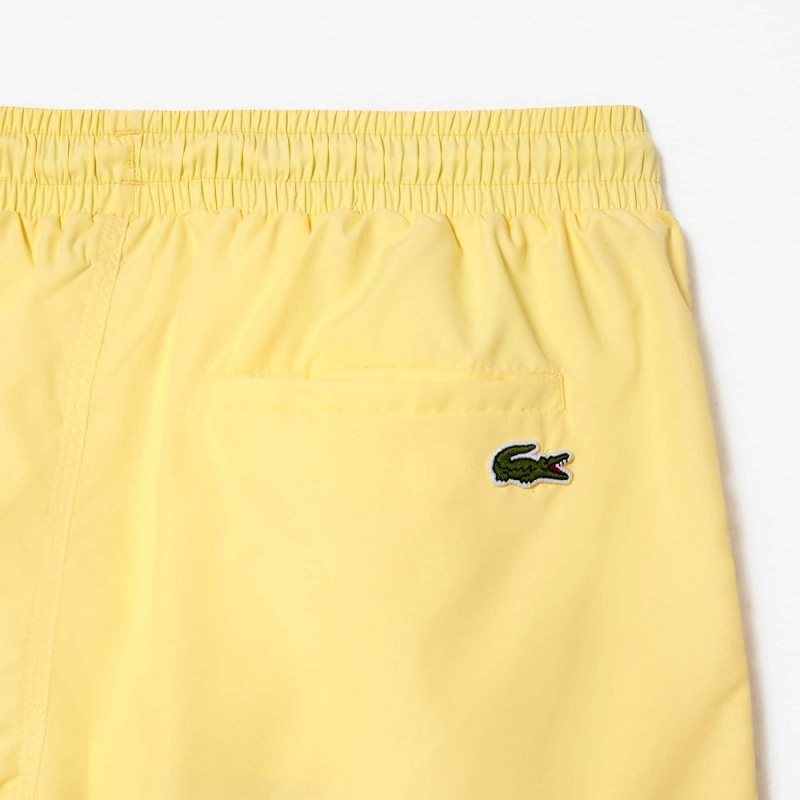 Men's Lacoste Quick-Dry Lined Swim Trunks Pastel yellow | MTC270483