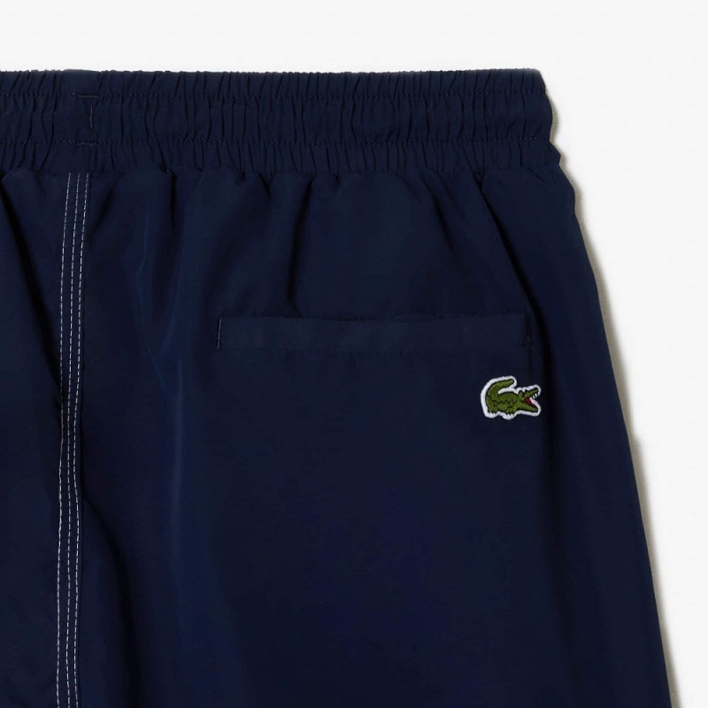 Men's Lacoste Quick-Dry Lined Swim Trunks Navy Blue | KYZ048129