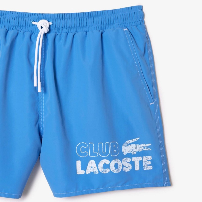 Men's Lacoste Quick-Dry Lined Swim Trunks Ethereal blue | DAU076421