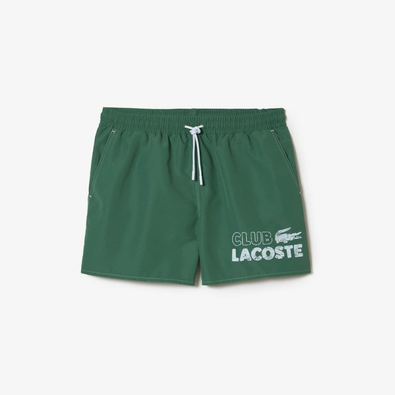 Men's Lacoste Quick-Dry Lined Swim Trunks Khaki Green | NVD428130