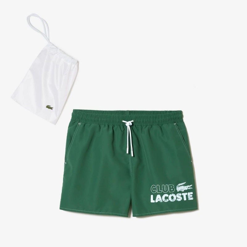 Men's Lacoste Quick-Dry Lined Swim Trunks Khaki Green | NVD428130