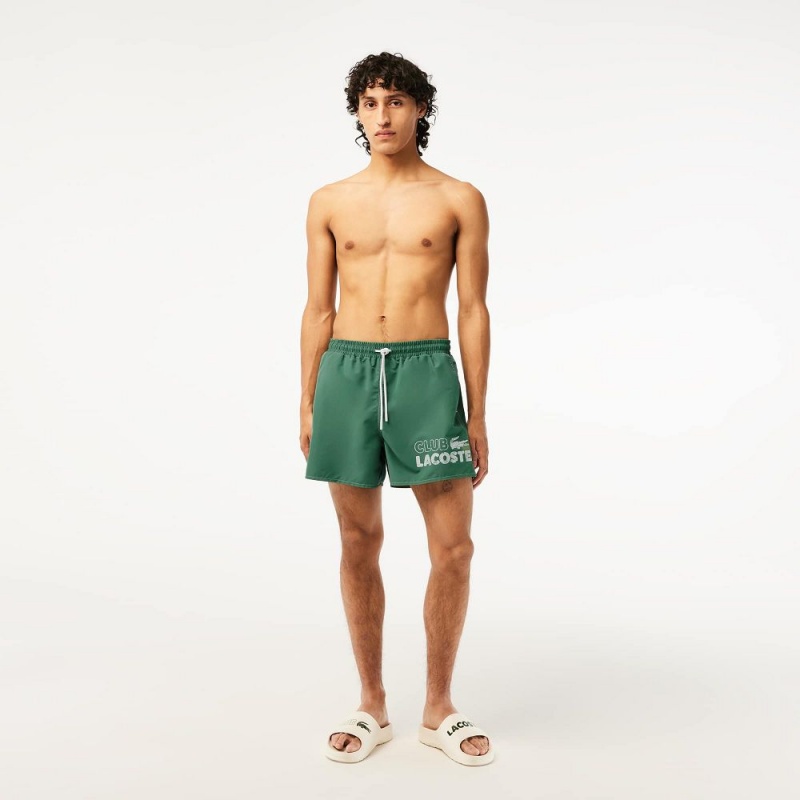 Men\'s Lacoste Quick-Dry Lined Swim Trunks Khaki Green | NVD428130