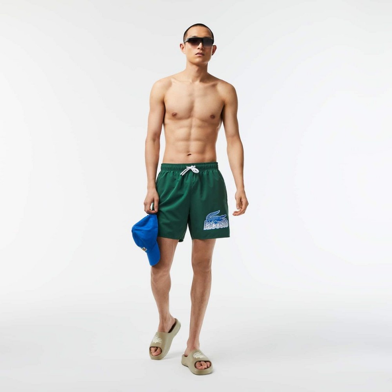 Men's Lacoste Quick-Dry with Travel Bag Swim Trunks Pine green | EFZ412370