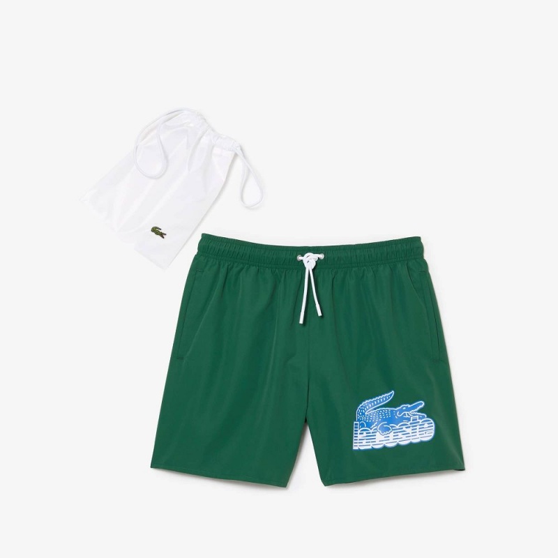 Men's Lacoste Quick-Dry with Travel Bag Swim Trunks Pine green | EFZ412370