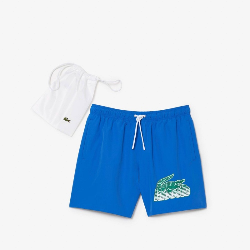 Men's Lacoste Quick-Dry with Travel Bag Swim Trunks Kingdom Blue | HBC507924