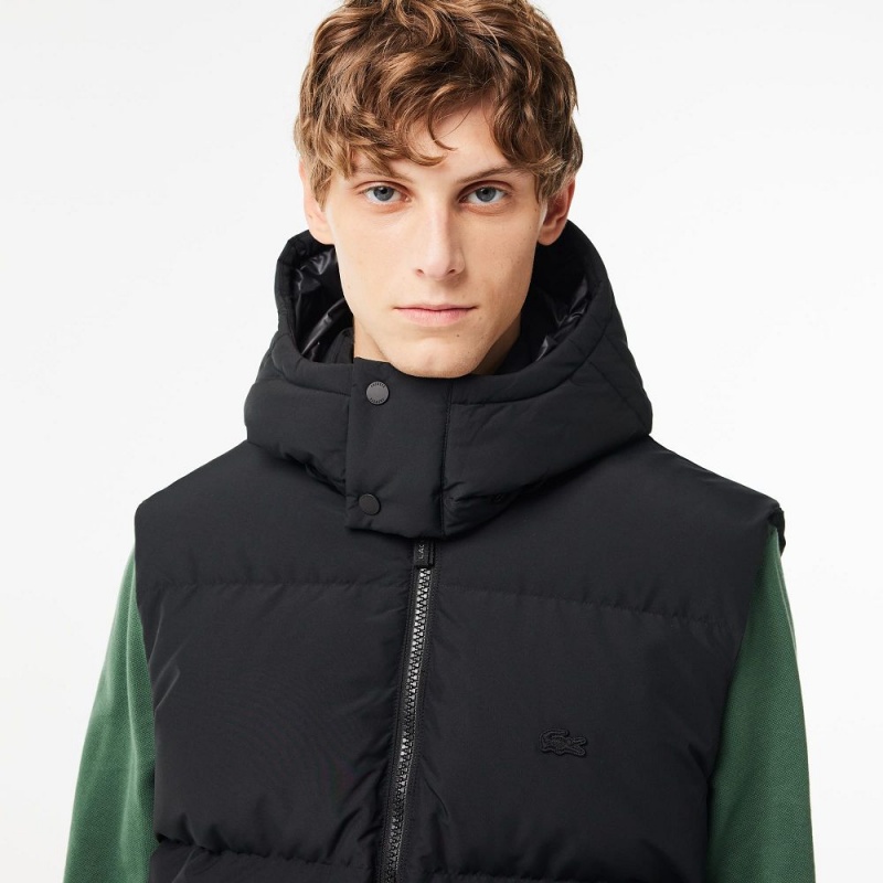 Men's Lacoste Qulted Croc Down Vest Black | YRH832619