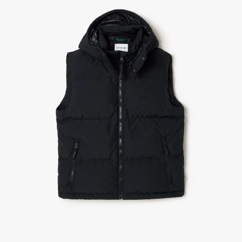 Men's Lacoste Qulted Croc Down Vest Black | YRH832619