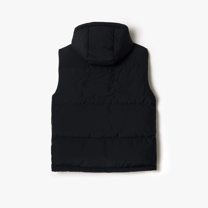 Men's Lacoste Qulted Croc Down Vest Black | YRH832619