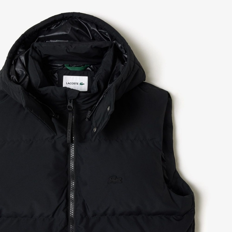 Men's Lacoste Qulted Croc Down Vest Black | YRH832619