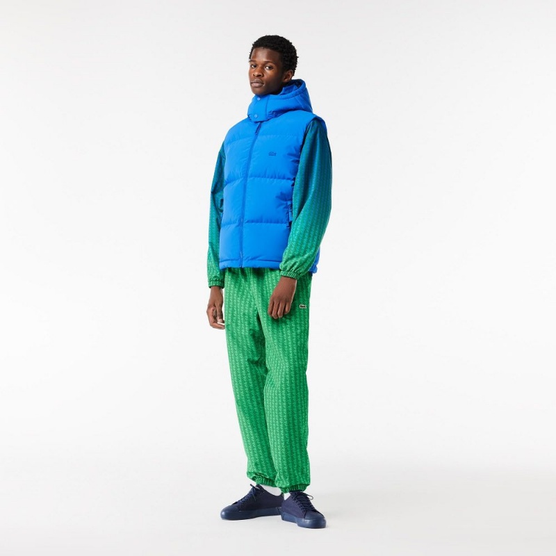 Men's Lacoste Qulted Croc Down Vest Blue | MOG823719