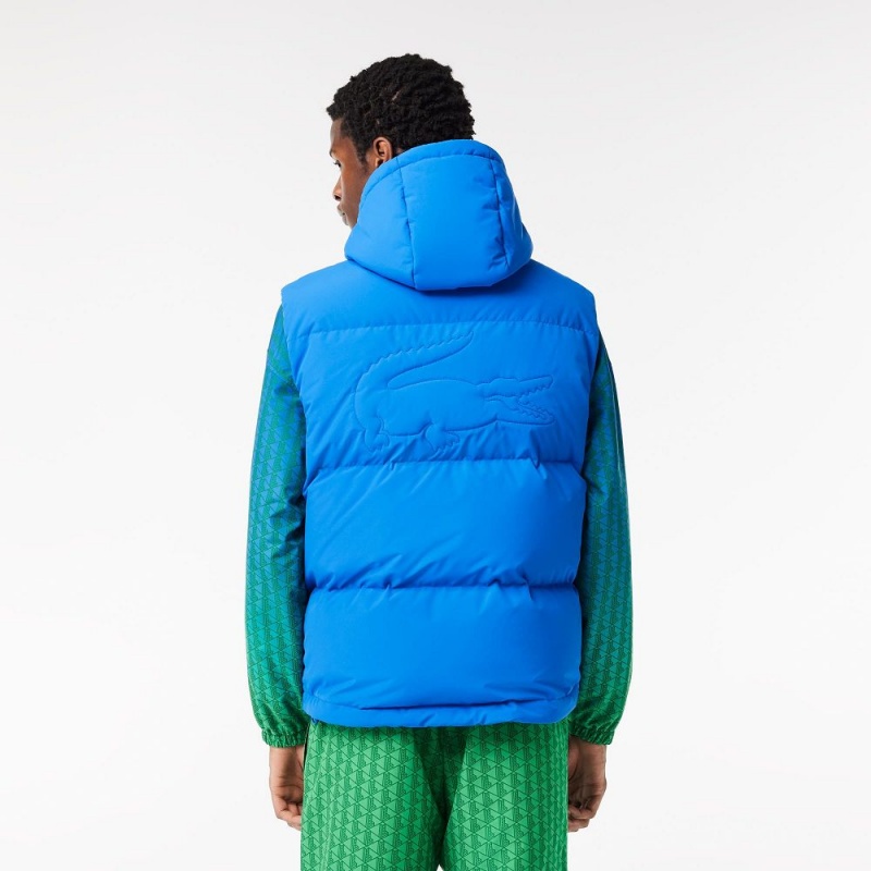 Men's Lacoste Qulted Croc Down Vest Blue | MOG823719