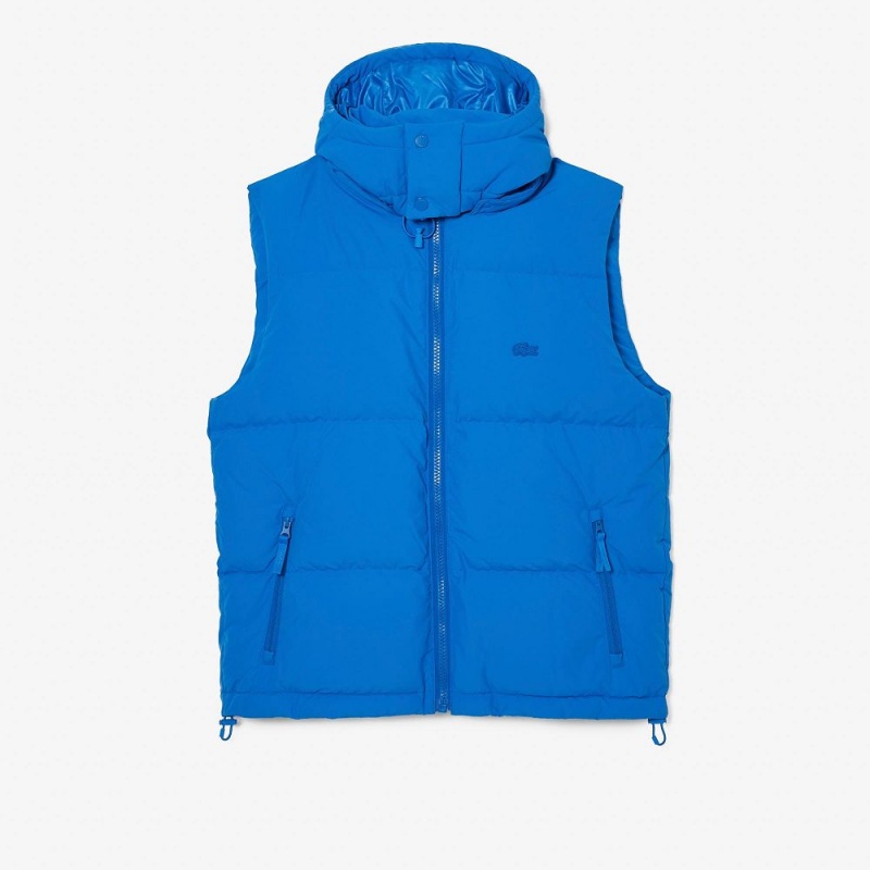 Men's Lacoste Qulted Croc Down Vest Blue | MOG823719