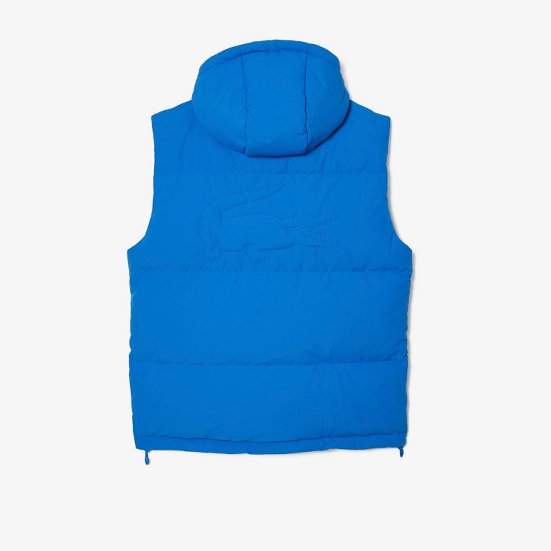 Men's Lacoste Qulted Croc Down Vest Blue | MOG823719