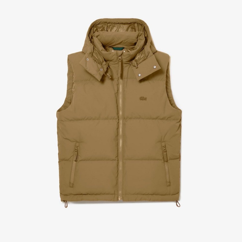 Men's Lacoste Qulted Croc Down Vest Brown | DAM478053