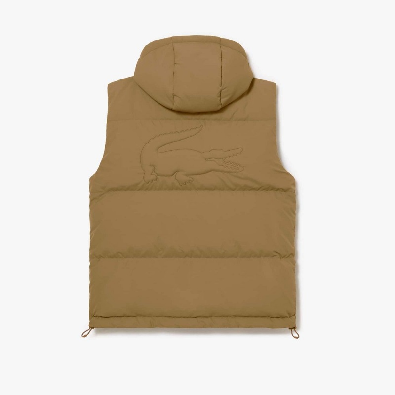 Men's Lacoste Qulted Croc Down Vest Brown | DAM478053