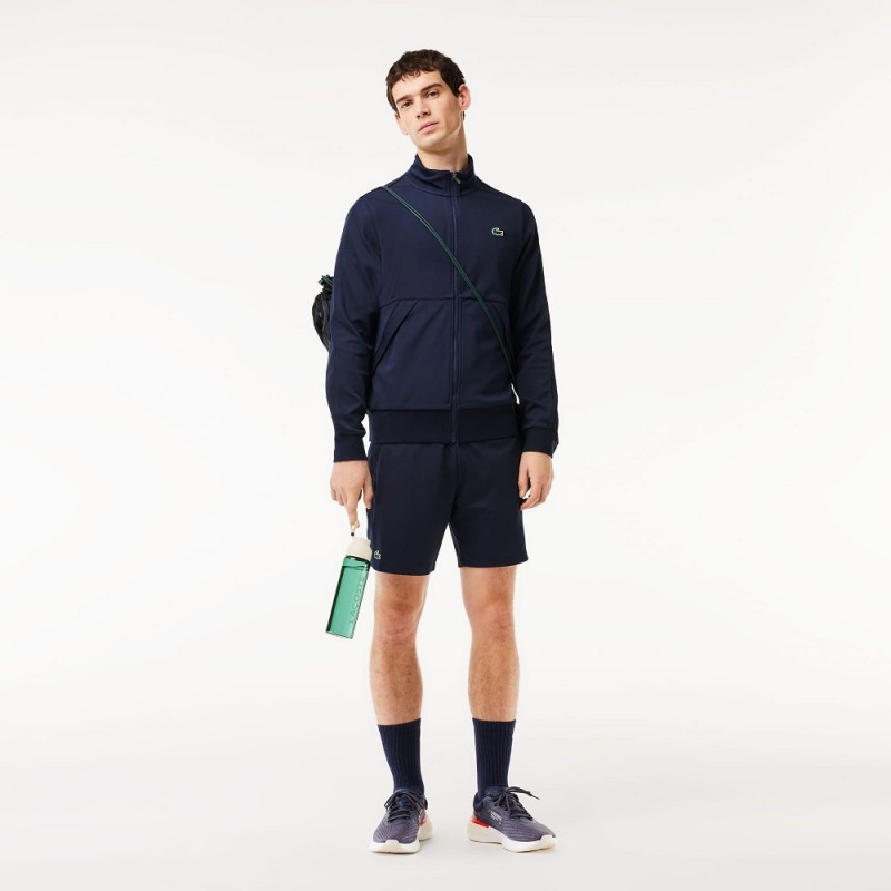 Men's Lacoste Recycled Fiber Zip-Up Sport Sweatshirt Navy Blue | PSQ836250