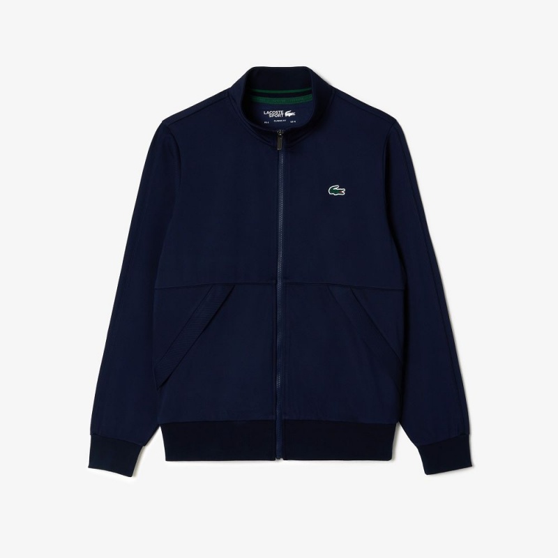 Men's Lacoste Recycled Fiber Zip-Up Sport Sweatshirt Navy Blue | PSQ836250