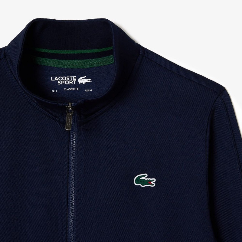 Men's Lacoste Recycled Fiber Zip-Up Sport Sweatshirt Navy Blue | PSQ836250