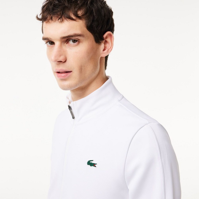 Men's Lacoste Recycled Fiber Zip-Up Sport Sweatshirt White | VZP231748