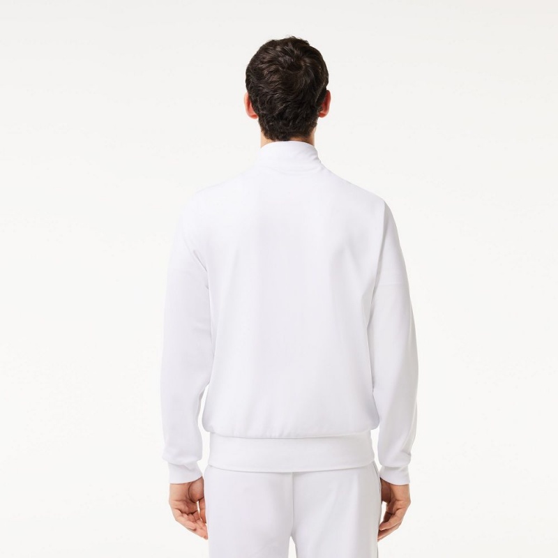 Men's Lacoste Recycled Fiber Zip-Up Sport Sweatshirt White | VZP231748