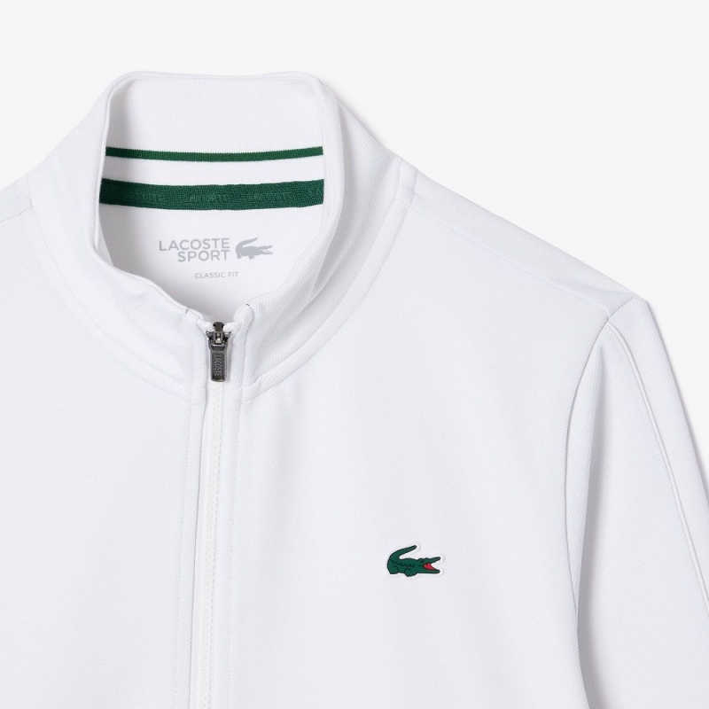 Men's Lacoste Recycled Fiber Zip-Up Sport Sweatshirt White | VZP231748