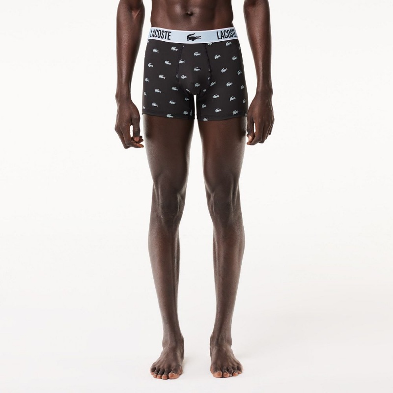 Men's Lacoste Recycled Polyester Jersey 3-Pack Trunks Black Dark Grey White | NAQ815903