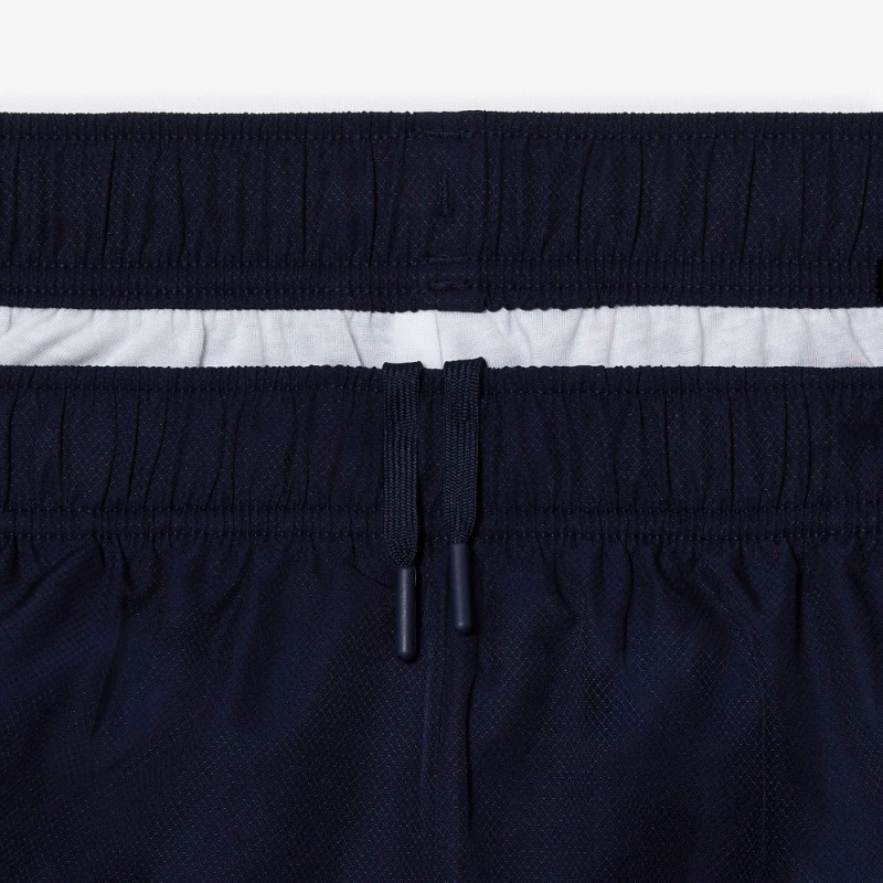 Men's Lacoste Recycled Polyester Tennis Shorts Navy Blue | UHT385064