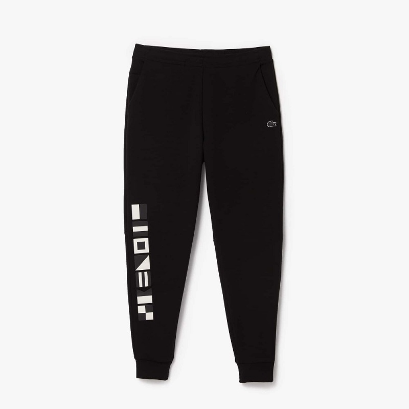 Men's Lacoste Reflective Print Joggers Black | DKH520683