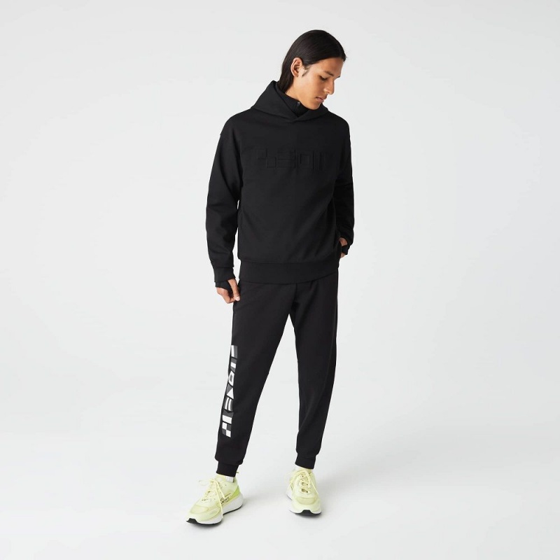 Men's Lacoste Reflective Print Joggers Black | DKH520683