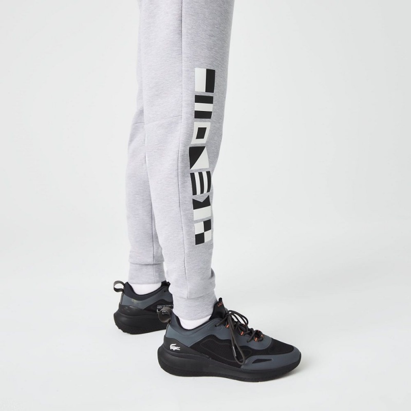 Men's Lacoste Reflective Print Joggers Grey Chine | NVD579184