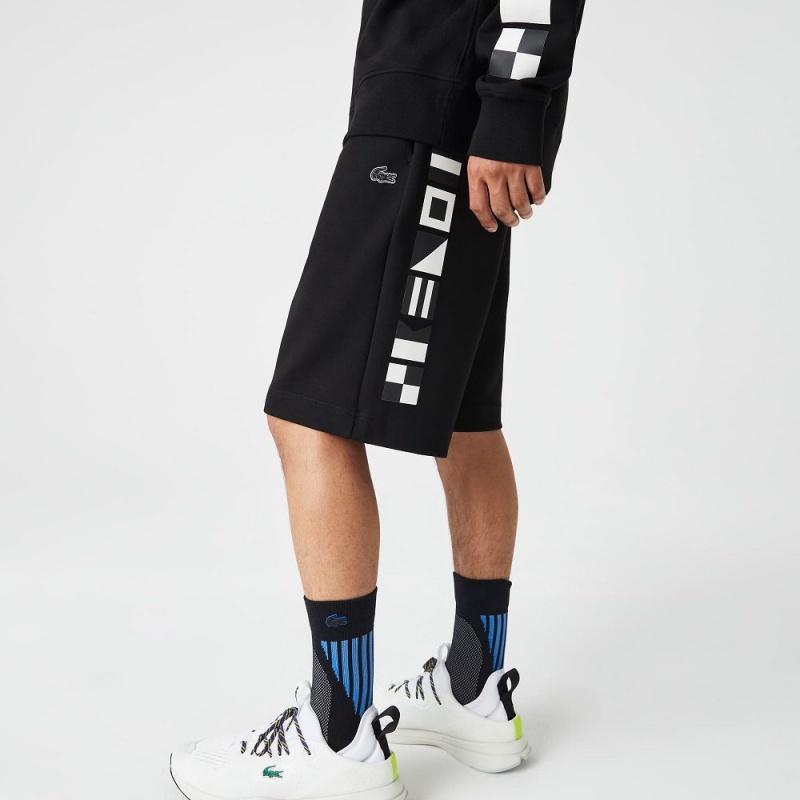 Men's Lacoste Reflective Print Shorts Black | NVI318546