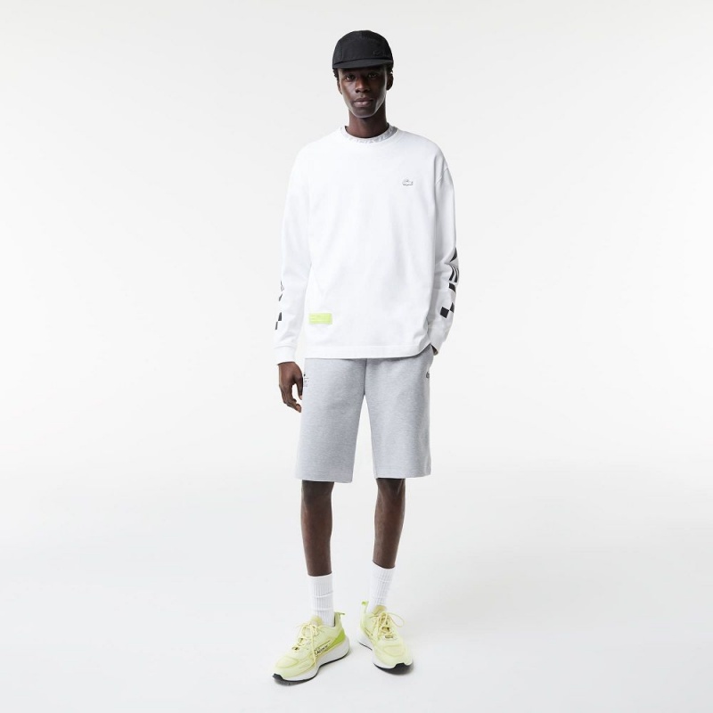 Men's Lacoste Reflective Print Shorts Grey Chine | YCB439601