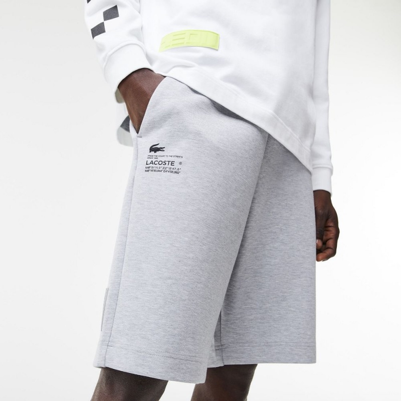 Men's Lacoste Reflective Print Shorts Grey Chine | YCB439601